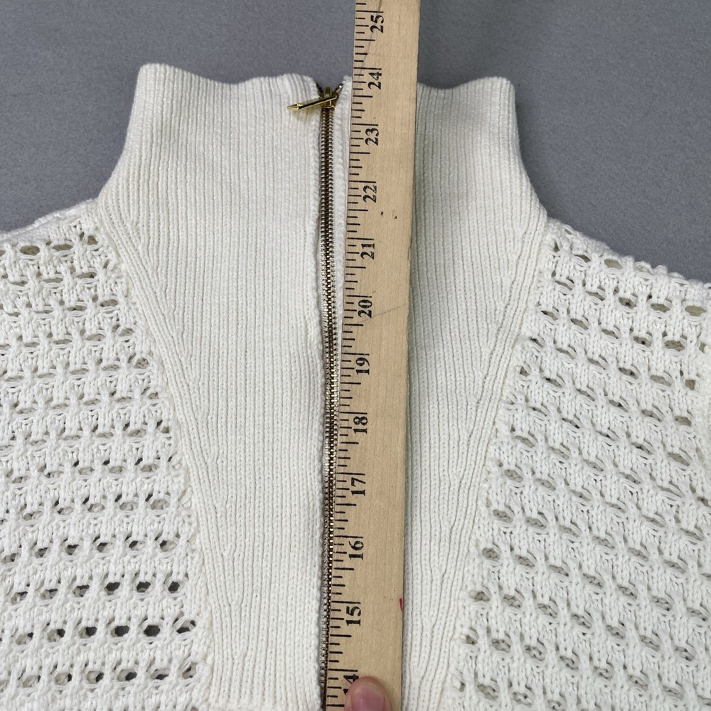Simply Southern Womens XL Cream Open Knit Sweater Vest 1/4 Zip Sleeveless - Picture 9 of 13